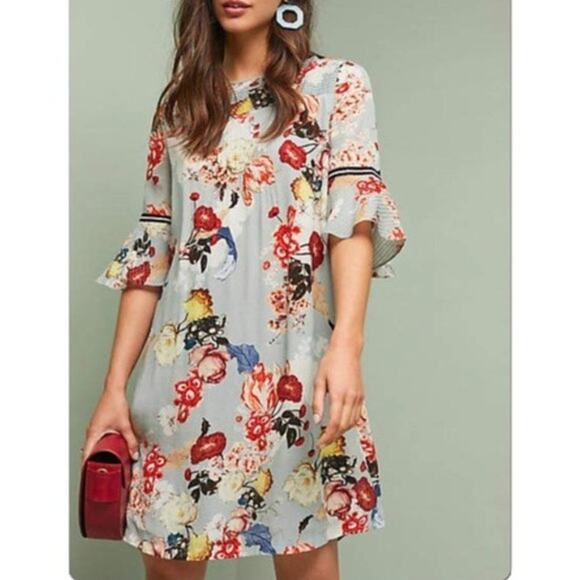 Anthro Vineet Bahl Fleur Blue Floral Mini Dress - Picture 1 of 7